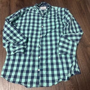 Express Teal and Navy Plaid Shirt